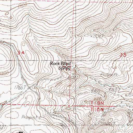 Topographic Map of Rock Blind Spring, NV