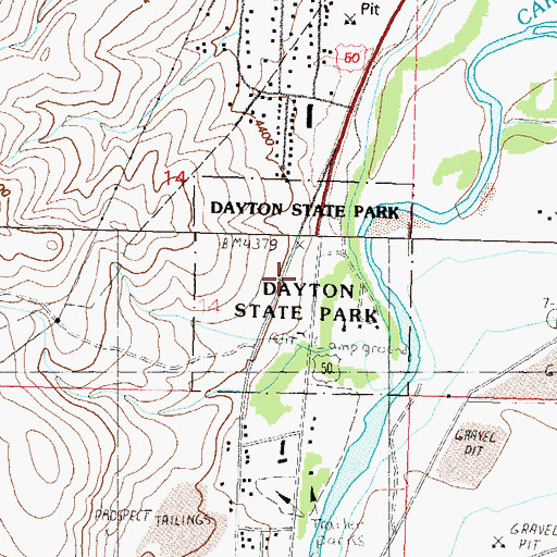Topographic Map of Dayton State Park, NV