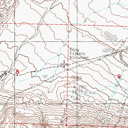 Topographic Map of Pony Express Monument, NV