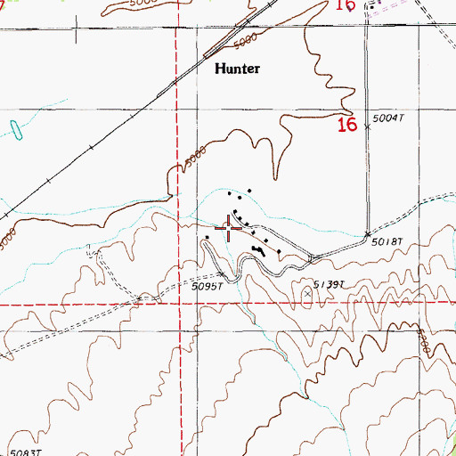 Topographic Map of Hunter Ranch, NV