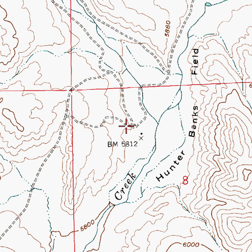 Topographic Map of Hunter Banks Ranch, NV