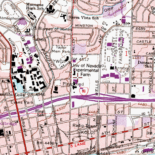 Topographic Map of University of Nevada Experimental Farm, NV