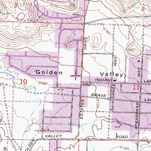 Topographic Map of Golden Valley, NV