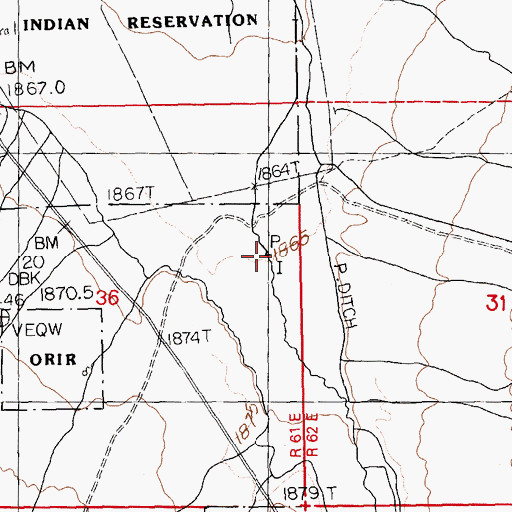 Topographic Map of Butte Creek, NV