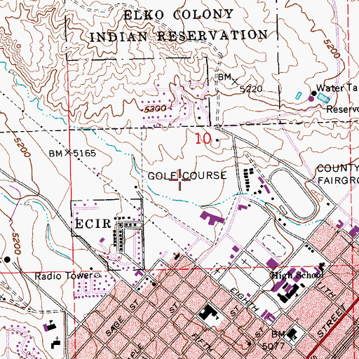 Topographic Map of Ruby View Golf Course, NV