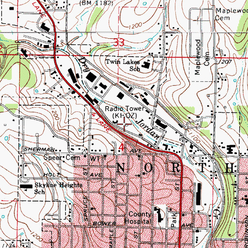 Topographic Map of KHOZ-AM (Harrison), AR
