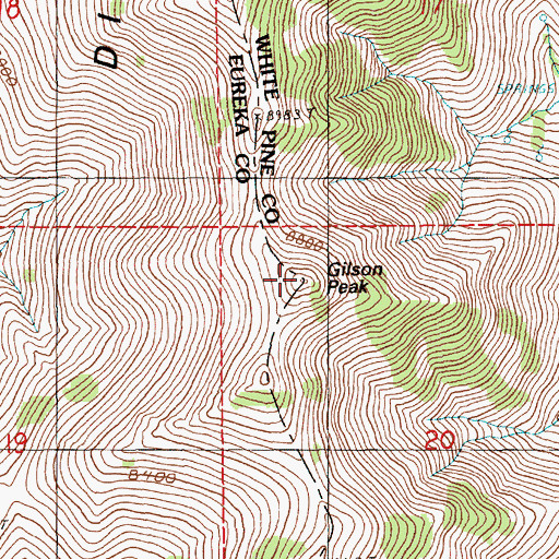 Topographic Map of Gilson Peak, NV
