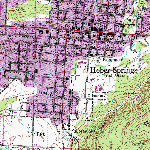 Topographic Map of KAWW-AM (Heber Springs), AR
