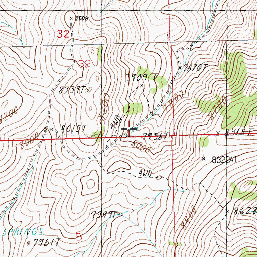 Topographic Map of Grassy Spring, NV