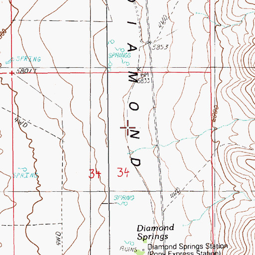 Topographic Map of Birch (historical), NV