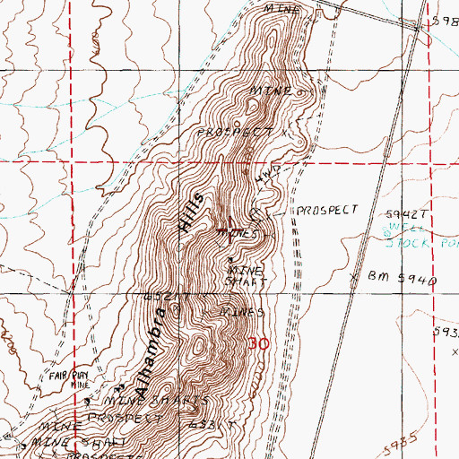 Topographic Map of Champion Mine, NV