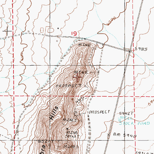 Topographic Map of Sun Burst Mine, NV