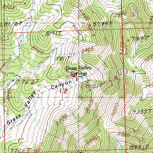 Topographic Map of Grass Valley Reservoir, NV