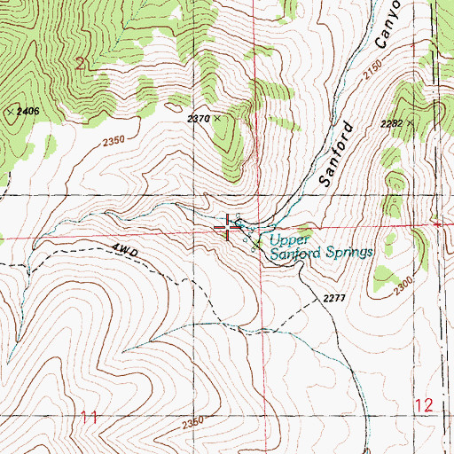 Topographic Map of Sanford Reservoir, NV