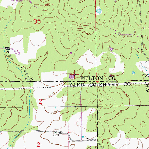 Topographic Map of KHAM-AM (Horseshoe Bend), AR