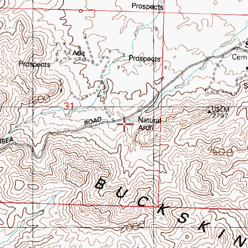 Topographic Map of Miners Arch, AZ