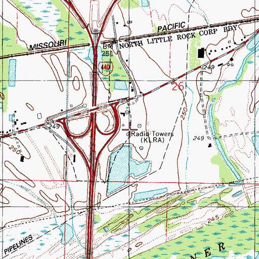 Topographic Map of KBIS-AM (Little Rock), AR