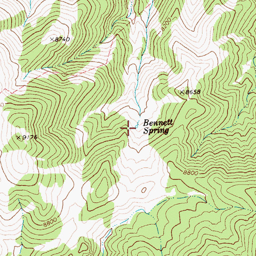 Topographic Map of Bennett Spring, NV