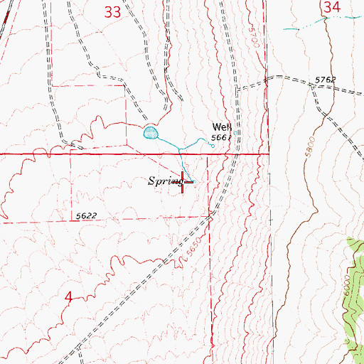 Topographic Map of Jacob Springs, NV