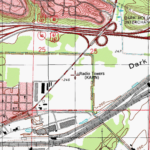 Topographic Map of KARN-AM (Little Rock), AR