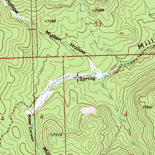 Topographic Map of Millard Canyon Reservoir, NV