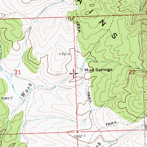 Topographic Map of Mud Spring, NV