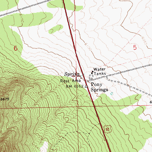 Topographic Map of Pony Spring, NV