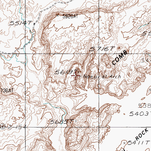 Topographic Map of Natural Arch, AZ