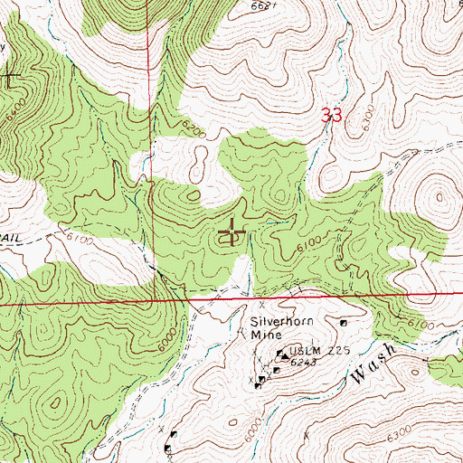 Topographic Map of Hornsilver Spring, NV