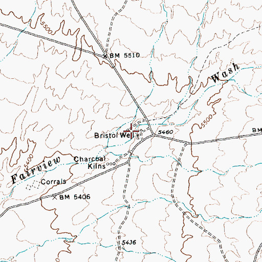 Topographic Map of Bristol Well (historical), NV