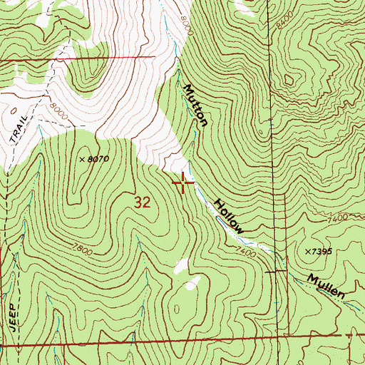 Topographic Map of Mullen Hollow Spring, NV