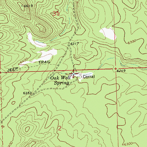 Topographic Map of Oak Wells, NV