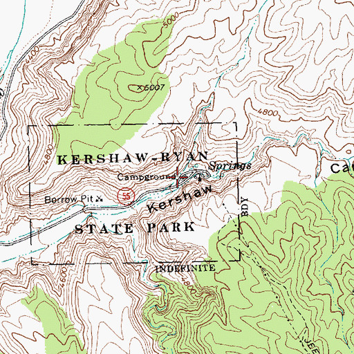 Topographic Map of Kershaw (historical), NV