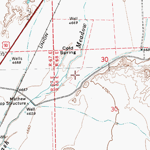 Topographic Map of Mathews Ranch, NV