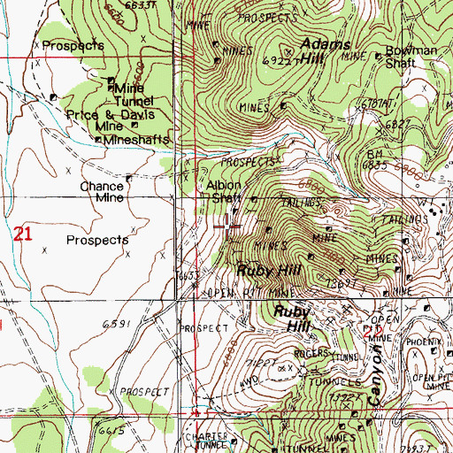 Topographic Map of Albion Shaft, NV