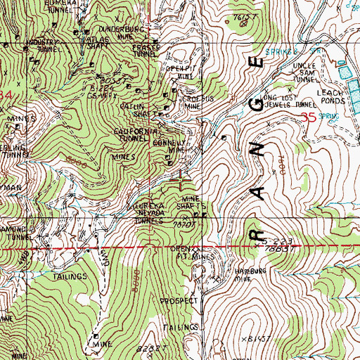 Topographic Map of Uncle Sam Tunnel, NV