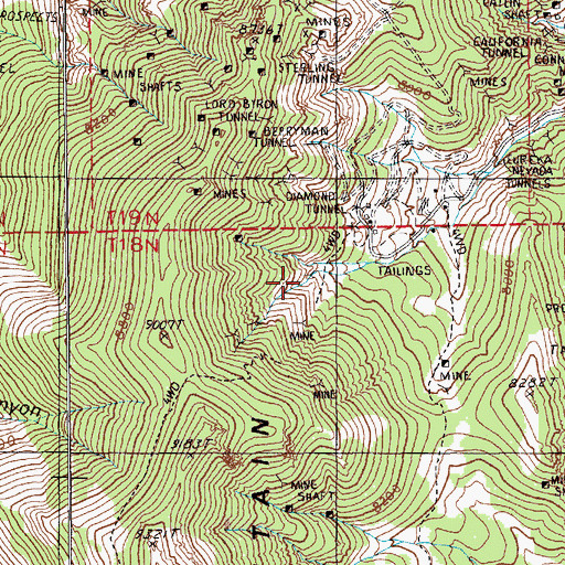 Topographic Map of Fourth of July Tunnel, NV