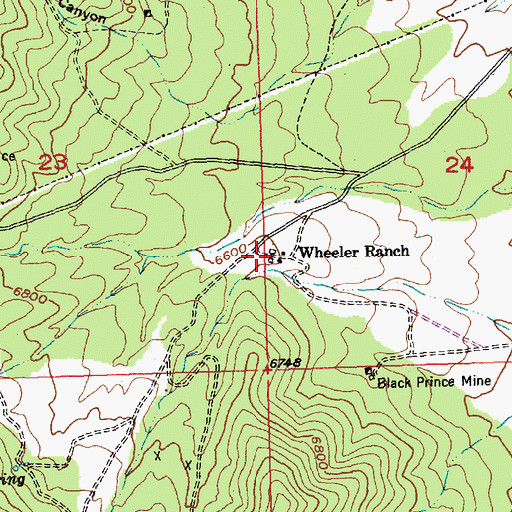 Topographic Map of Wheeler Mill, NV