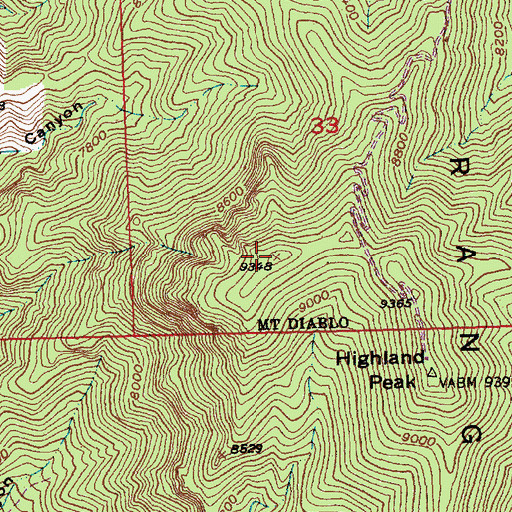 Topographic Map of Comet Peak, NV