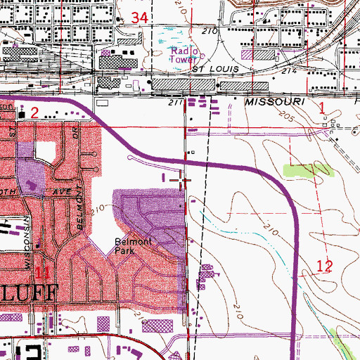 Topographic Map of KOTN-AM (Pine Bluff), AR