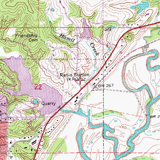 Topographic Map of KPOC-AM (Pocahontas), AR