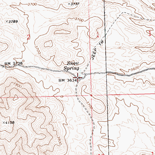 Topographic Map of Snow Trough, NV
