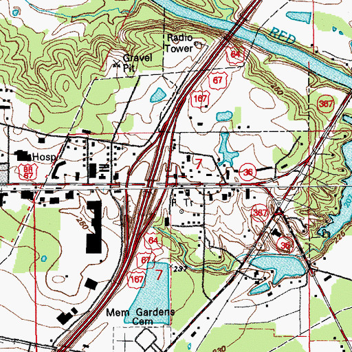 Topographic Map of KWCK-AM (Searcy), AR