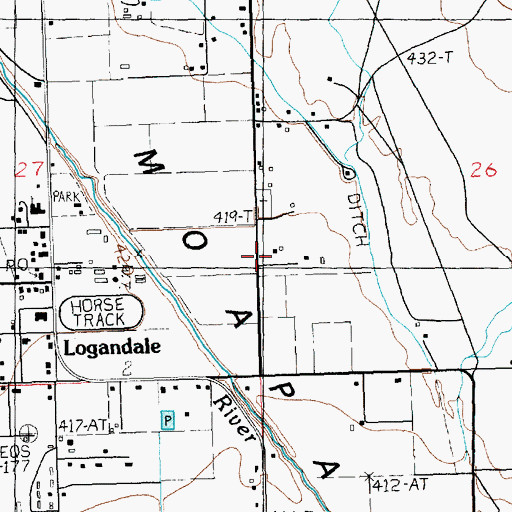 Topographic Map of Logandale Church, NV