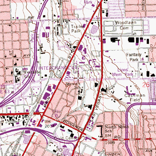 Topographic Map of Las Vegas Ranch (historical), NV