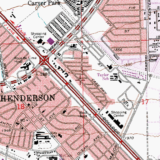 Topographic Map of Victory Village, NV