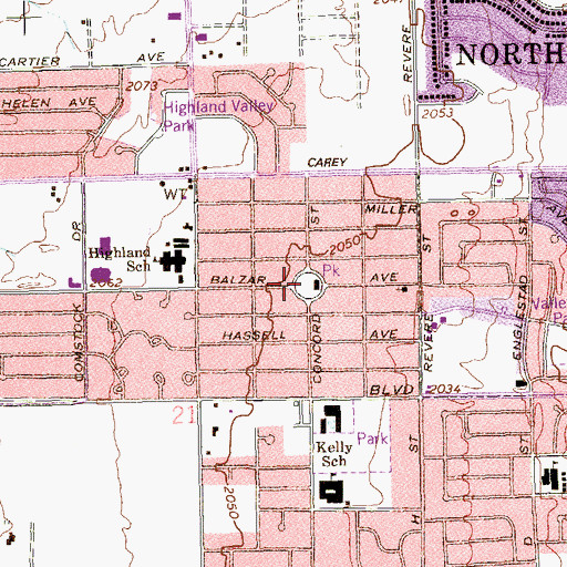 Topographic Map of Vegas Heights, NV