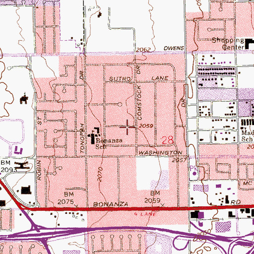 Topographic Map of Bonanza Village, NV