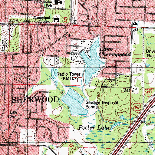 Topographic Map of KMTL-AM (Sherwood), AR