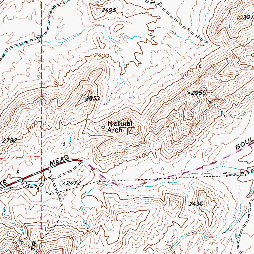 Topographic Map of Sunrise Mountain Natural Area, NV